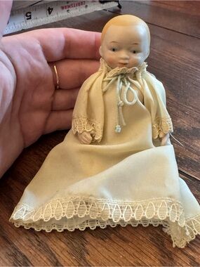 Vintage Shackman Bisque Baby Doll in Original Dress, Made in Japan, Bye Lo Style